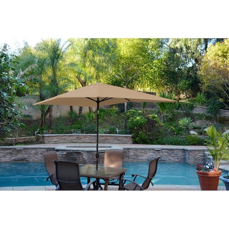 Propation 6.5 x 10 ft. Aluminum Patio Market Umbrella Tilt with Crank - Brown Fabric & Black Pole PR1081273